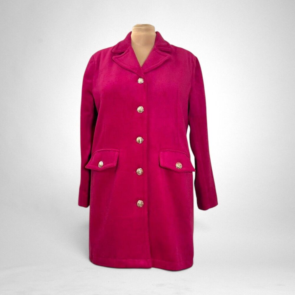 FATE Fuchsia Pink Plus Size Coat with Gold Buttons, NEW! Size 1X